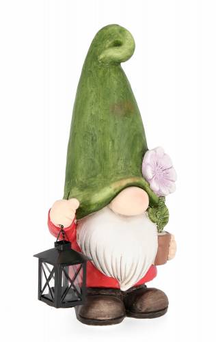 Decoratiune de gradina - din argila - Blossom Gnome With Flower And Lantern Multicolor - L23xl23xH46 - 5 cm
