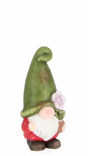Decoratiune de gradina - din argila - Blossom Gnome With Flower Multicolor - L8xl8xH18 - 5 cm