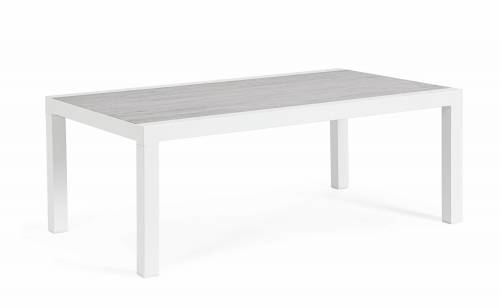 Masa de cafea pentru gradina / terasa - din aluminiu si ceramica - Kledi Rectangle Gri / Alb - L120xl70xH43 cm
