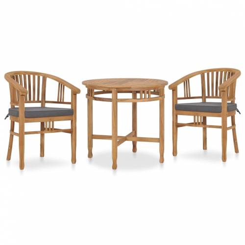 Set masa de gradina / terasa din lemn de tec - Adela Natural + 2 scaune de gradina - Janice Natural / Gri Inchis - O80xH75 cm