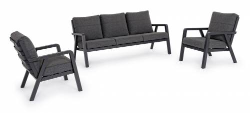 Set mobilier gradina / terasa - Truman Antracit - canapea 3 locuri + 2 fotolii fixe