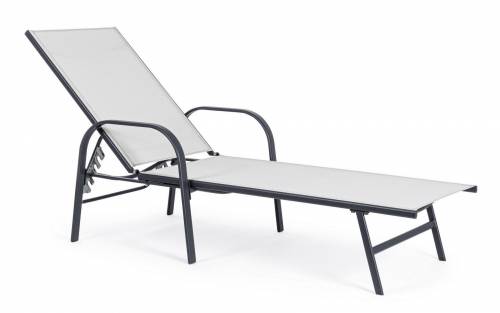 Sezlong pentru gradina / terasa - din metal si material textil - Arent Gri Deschis / Antracit - l69xA195xH95 cm