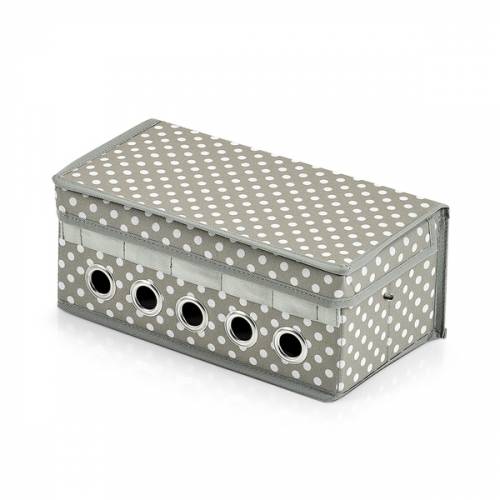 Organizator pentru accesorii si panglici decorative - din poliester - Wrap Ribbon Gri / Alb - L29xl15xH12 cm