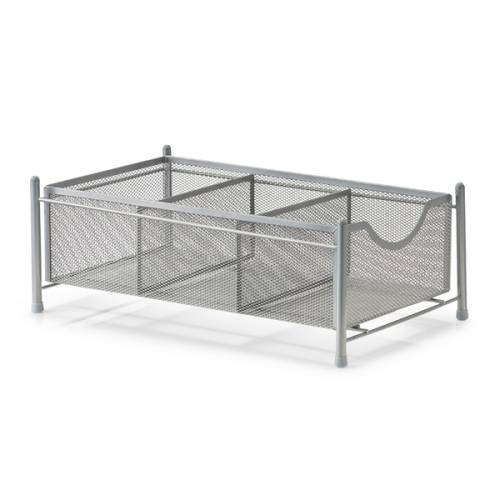 Organizator metalic pentru birou - cu 3 compartimente - Universal I Gri - L39 - 5xl24 - 5xH14 - 5 cm