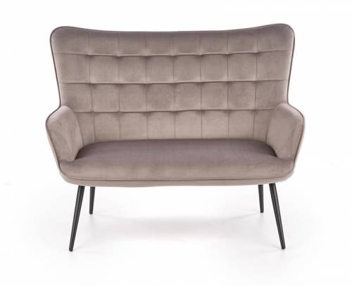 Canapea fixa tapitata cu stofa - 2 locuri Castiel XL Gri / Negru - l129xA99xH100 cm