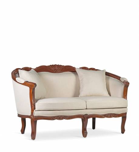 Canapea fixa tapitata cu stofa - 2 locuri Vintage Louis Crem - l160xA75xH90 cm