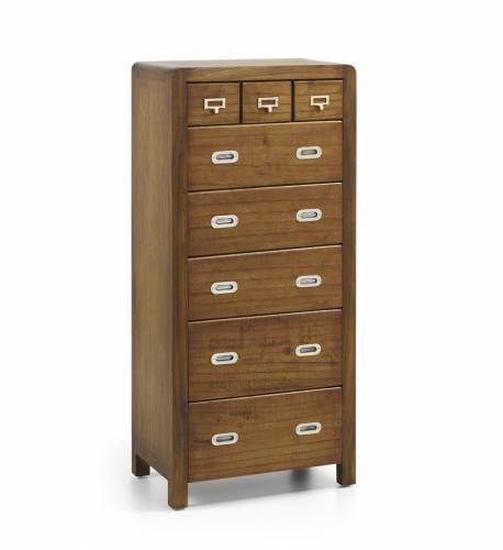 Cabinet din lemn si furnir - cu 8 sertare - Flash Tall Nuc - l60xA40xH130 cm
