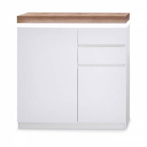 Cabinet hol din MDF - 2 usi si 2 sertare - cu LED inclus - Romina Alb / Stejar - l91xA38xH97 cm
