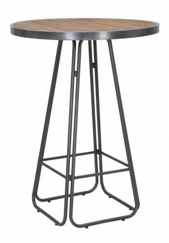 Masa de bar din lemn si metal Dublin Round Natural / Gri inchis - O80xH106 cm