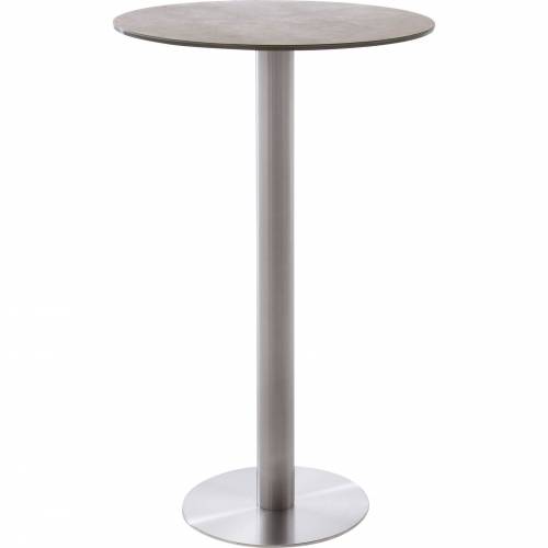 Masa de bar din sticla - ceramica si metal - Zarina 1 Round Capuccino / Crom - O65xH105 cm