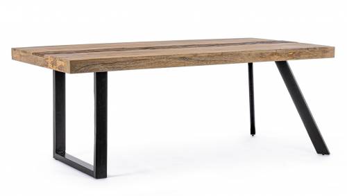 Masa din lemn de mango si metal Manchester Large Natural / Negru - L200xl100xH77 cm