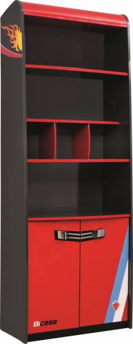 Biblioteca din pal cu 2 usi - pentru copii Champion Racer Red / Grey - l70xA35xH187 cm