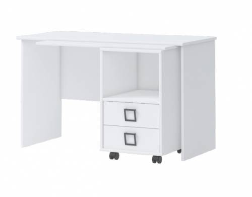 Masa de birou din pal - cu 2 sertare - pentru copii - Kiki RS Alb - L125xl60xH76 cm