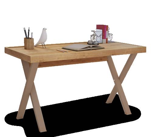 Masa de birou din pal si metal - pentru tineret Young Stejar - L130xl70xH75 - 5 cm