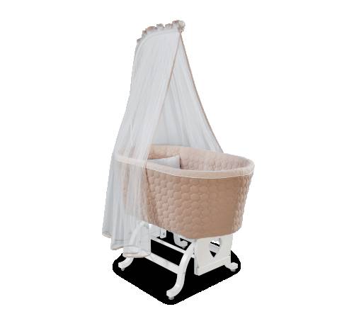 Patut cu sistem de leganare - pentru bebe Baby Cotton White / Cream - 80 x 45 cm