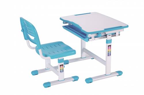 Set birou pentru copii - reglabil pe inaltime Comfortline Albastru - L66 - 4xl47 - 4xH54 cm