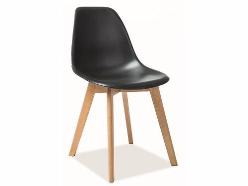 Scaun din plastic - cu picioare din lemn - Morrice Negru / Fag - l47xA54xH84 cm
