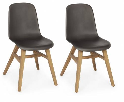Set 2 scaune din fibra de sticla cu picioare din lemn Talis Matt Antracit / Natural - l46xA60xH85 cm