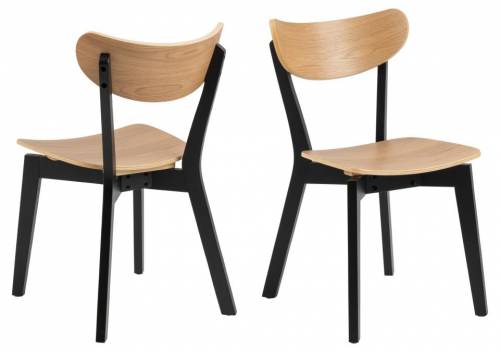 Set 2 scaune din furnir si lemn de cauciuc - Roxby New Stejar / Negru - l45xA55xH79 - 5 cm