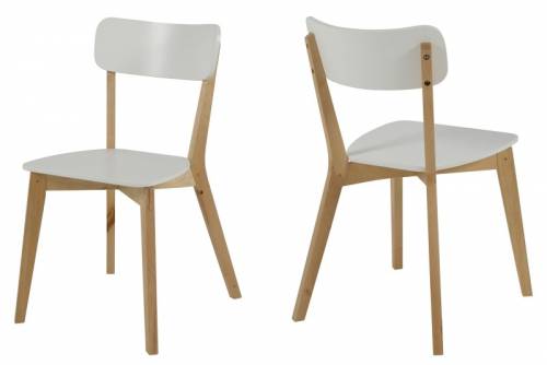 Set 2 scaune din lemn si MDF Raven White / Natural - l40 - 5xA48 - 5xH79 cm