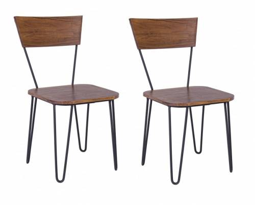 Set 2 scaune din lemn de salcam - cu picioare metalice Edgar Natural / Negru - l45xA41xH84 cm