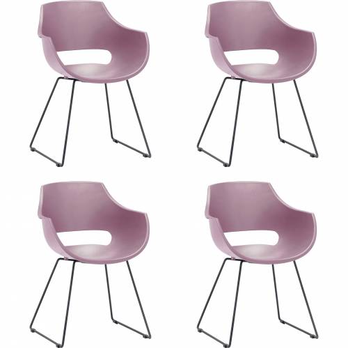 Set 4 scaune din plastic cu picioare metalice Rockville Skid Roz / Negru - l57xA58xH80 cm