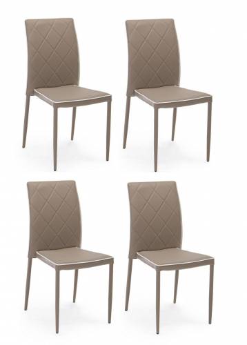 Set 4 scaune tapitate cu piele ecologica si picioare metalice Achille Grej - l43 - 5xA53 - 5xH92 cm