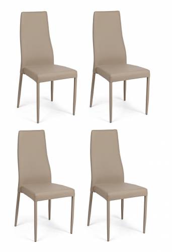 Set 4 scaune tapitate cu piele ecologica si picioare metalice Cloud Grej - l44xA44xH99 cm