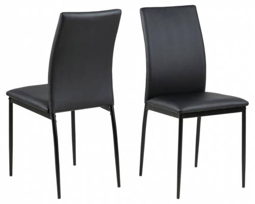 Set 4 scaune tapitate cu piele ecologica si picioare metalice Demina Negru - l43 - 5xA53xH92 cm