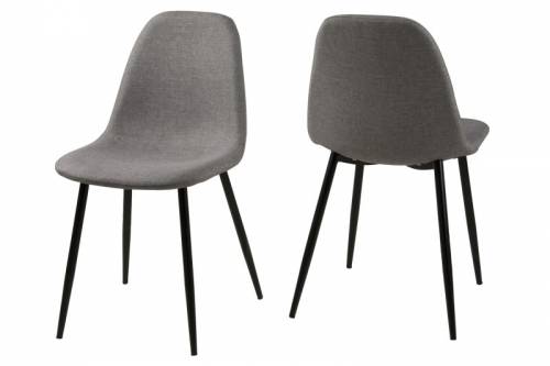Set 4 scaune tapitate cu stofa si picioare metalice Wilma Gri Deschis / Negru - l44 - 5xA56xH84 cm