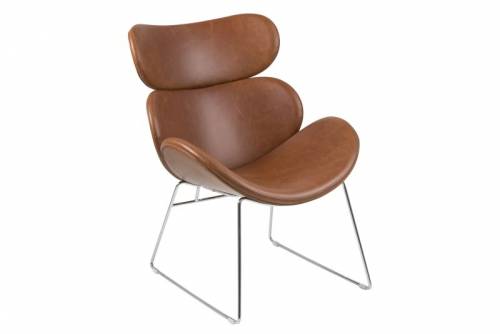 Scaun tapitat cu piele ecologica si picioare metalice Cazar Maro / Crom - l69xA78 - 5xH90 - 5 cm