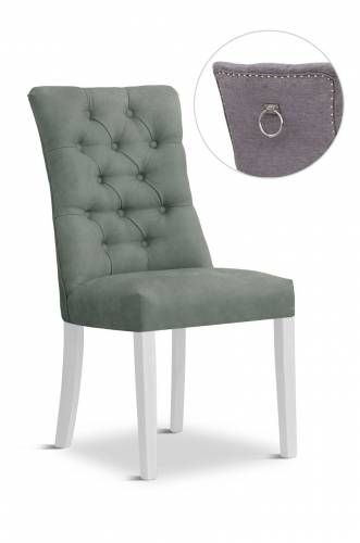 Scaun tapitat cu stofa si picioare din lemn - Lord II Velvet Gri / Alb - l51xA62xH100 cm