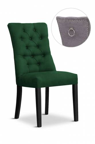 Scaun tapitat cu stofa si picioare din lemn - Lord II Velvet Verde / Negru - l51xA62xH100 cm