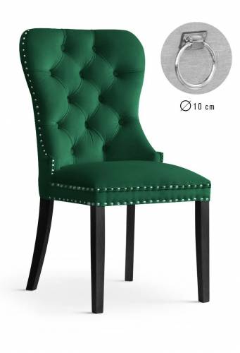 Scaun tapitat cu stofa si picioare din lemn - Madame II Velvet Verde / Negru - l56xA62xH98 cm