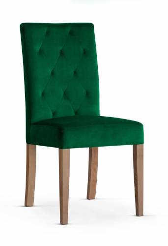 Scaun tapitat cu stofa si picioare din lemn - Orlando Verde / Stejar - l46xA65xH102 cm