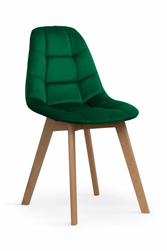 Scaun tapitat cu stofa - cu picioare din lemn Westa Velvet Green / Beech - l49xA52xH83 cm