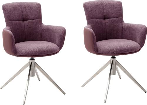 Set 2 scaune rotative tapitate cu stofa si picioare metalice - Mecana Burgundy / Crom - l60xA64x87 cm