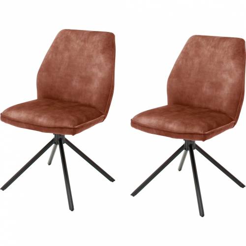 Set 2 scaune rotative tapitate cu stofa si picioare metalice - Ottawa Ruginiu / Negru - l54xA64x89 cm