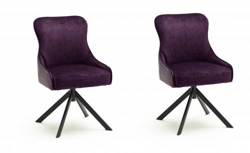 Set 2 scaune rotative tapitate cu stofa si picioare metalice - Sheffield B Oval - Burgundy / Negru - l62xA64xH88 cm