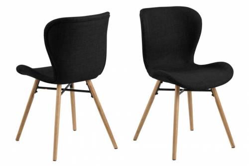 Set 2 scaune tapitate cu stofa si picioare din lemn Batilda A-1 Antracit / Stejar - l47xA53xH82 - 5 cm