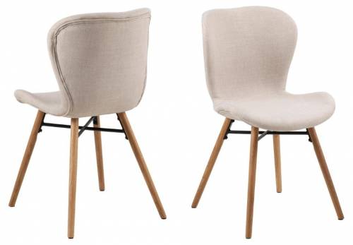 Set 2 scaune tapitate cu stofa si picioare din lemn Batilda A-1 Bej / Stejar - l47xA53xH82 - 5 cm