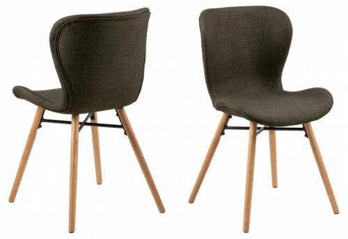 Set 2 scaune tapitate cu stofa si picioare din lemn Batilda A-1 Kaki / Stejar - l47xA53xH82 - 5 cm