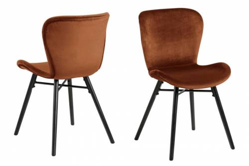 Set 2 scaune tapitate cu stofa si picioare din lemn Batilda A-1 Velvet Maro / Negru - l47xA53xH82 - 5 cm
