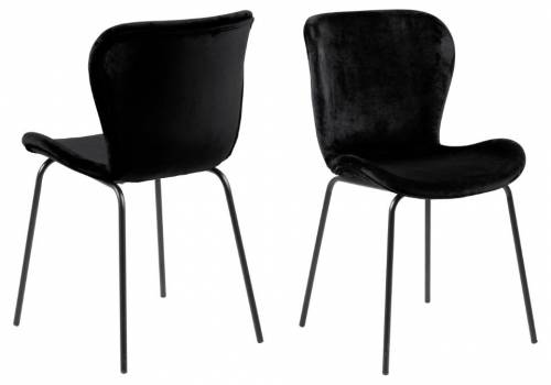 Set 2 scaune tapitate cu stofa si picioare metalice Batilda A-1 Velvet Negru - l48xA55xH82 - 5 cm