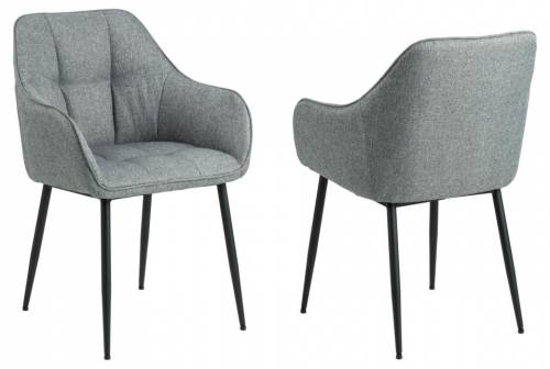 Set 2 scaune tapitate cu stofa si picioare metalice Brenda Gri / Negru - l59xA54 - 5xH84 - 5 cm