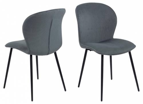 Set 2 scaune tapitate cu stofa si picioare metalice Evelyn Gri / Negru - l43 - 5xA58 - 5xH82 - 5 cm