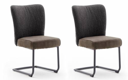 Set 2 scaune tapitate cu stofa si picioare metalice - Santiago A Swing - Antracit / Negru - l53xA64xH93 cm