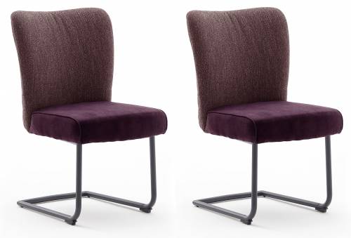 Set 2 scaune tapitate cu stofa si picioare metalice - Santiago A Swing - Burgundy / Negru - l53xA64xH93 cm