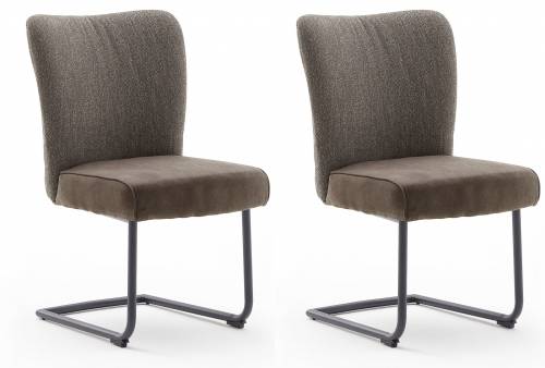 Set 2 scaune tapitate cu stofa si picioare metalice - Santiago A Swing - Cappucino / Negru - l53xA64xH93 cm