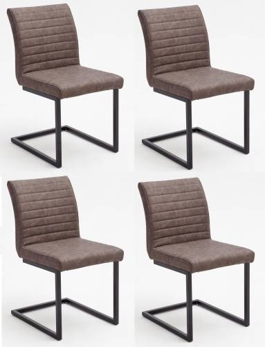 Set 4 scaune tapitate cu piele ecologica si picioare metalice - Kian A Maro / Negru - l47xA63xH86 cm